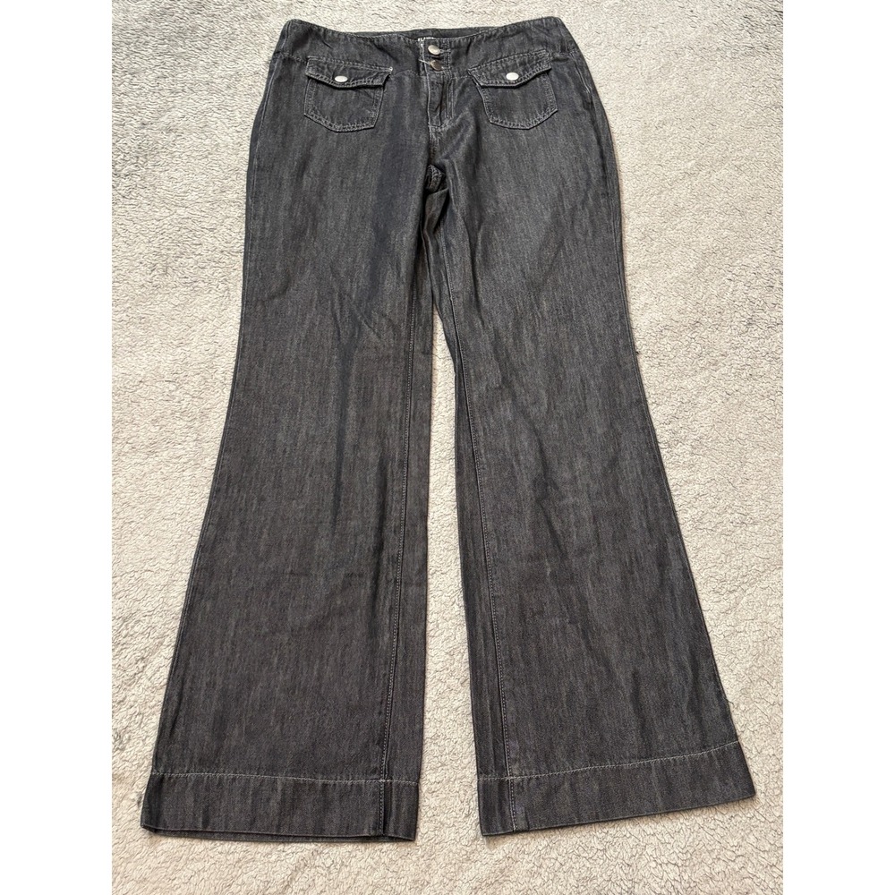 Flamingals Wide Leg Denim Trousers Dark Wash Gray Lyocell Blend Size Small